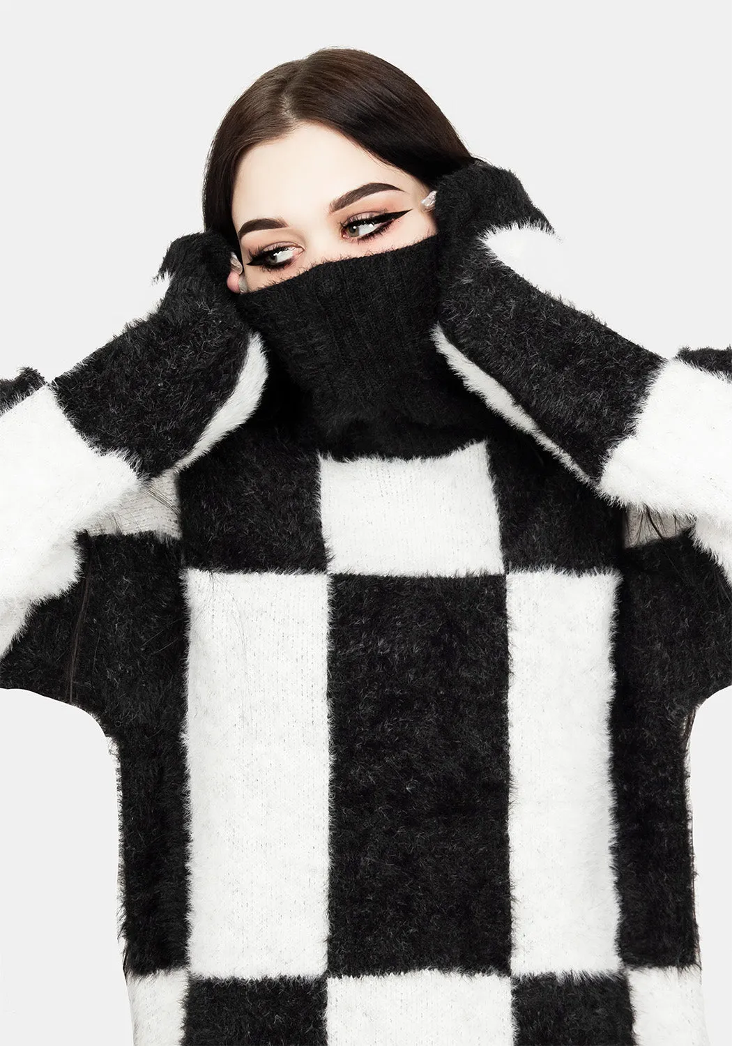 Two-Tone Checkerboard Jumper Heat Retention Technology Breathable Liner Integration