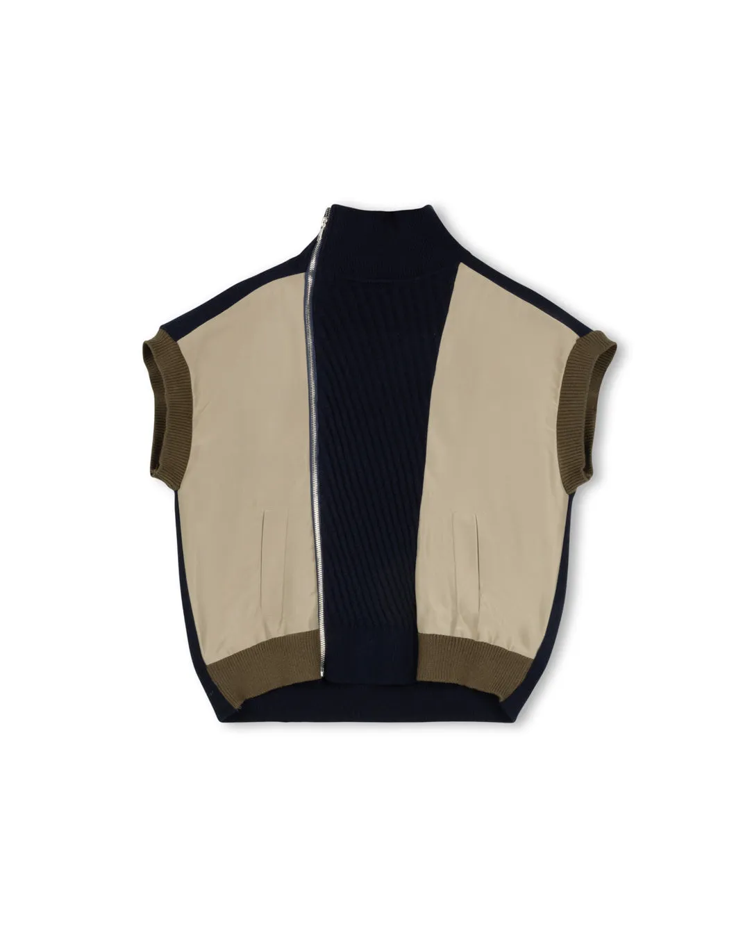 Two Tone Zipper Vest Holiday Wear