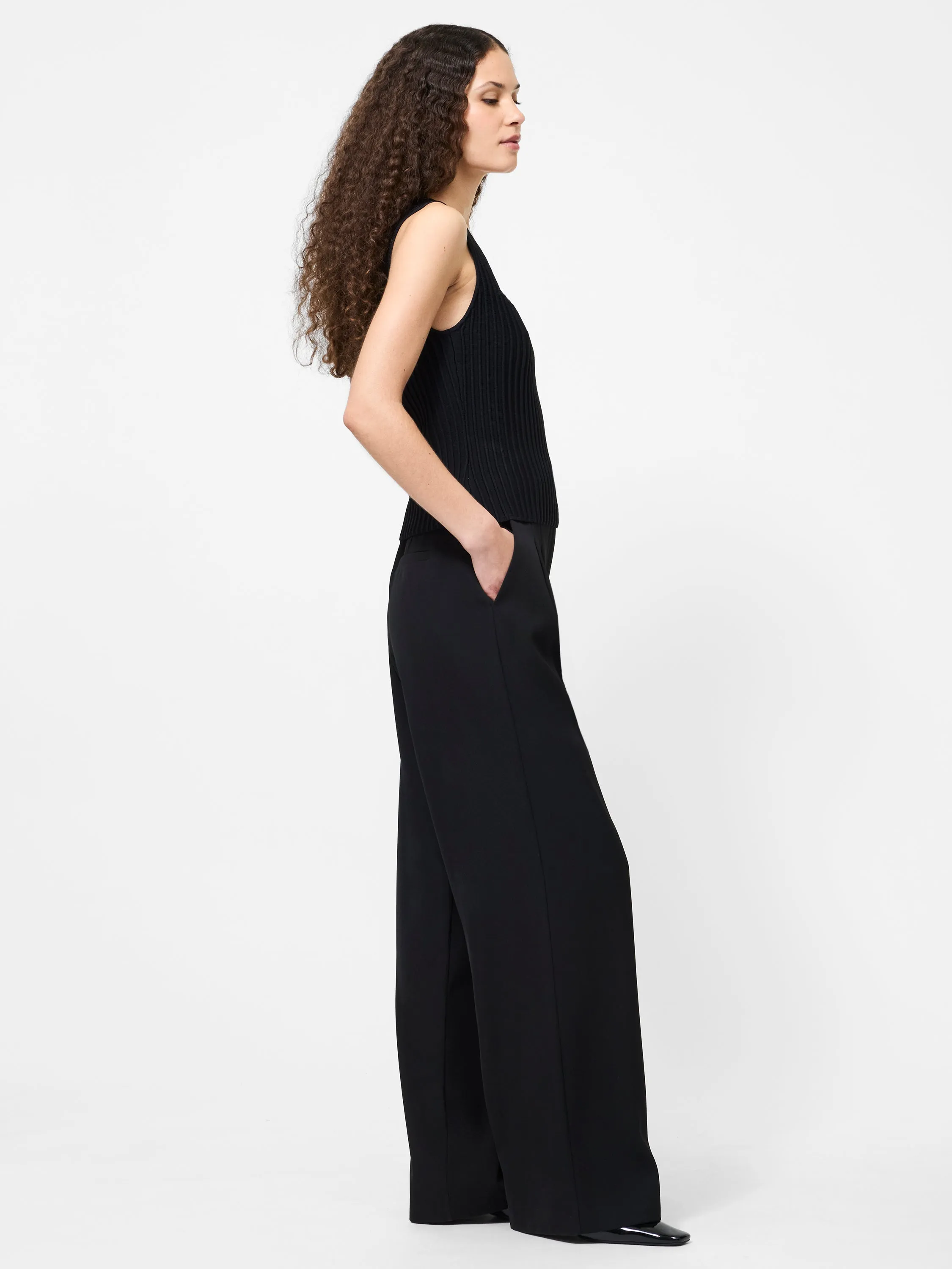 Ottoman Textured Square Neck Top Flexible Waistband