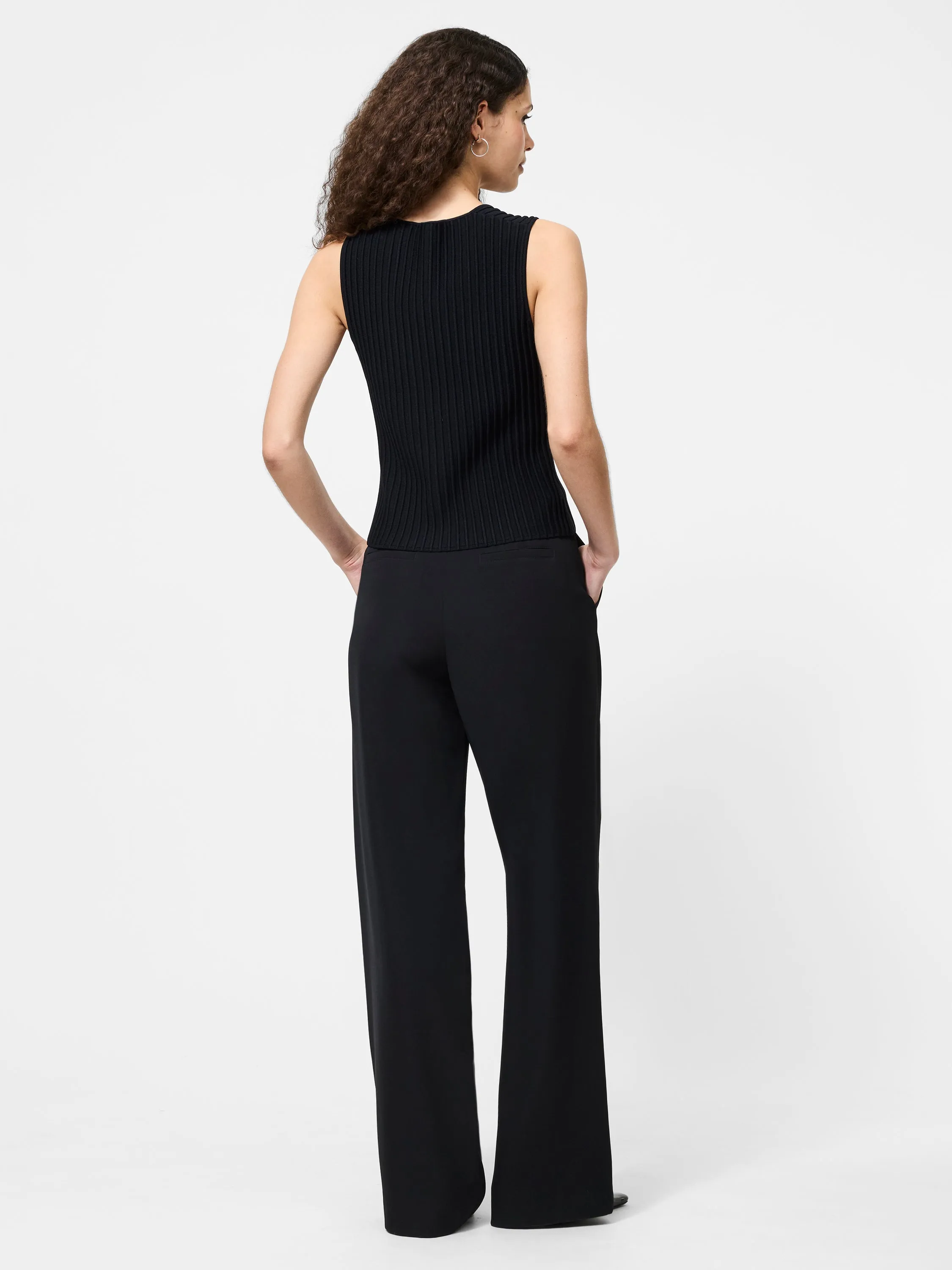 Ottoman Textured Square Neck Top Ribbed Collar Style