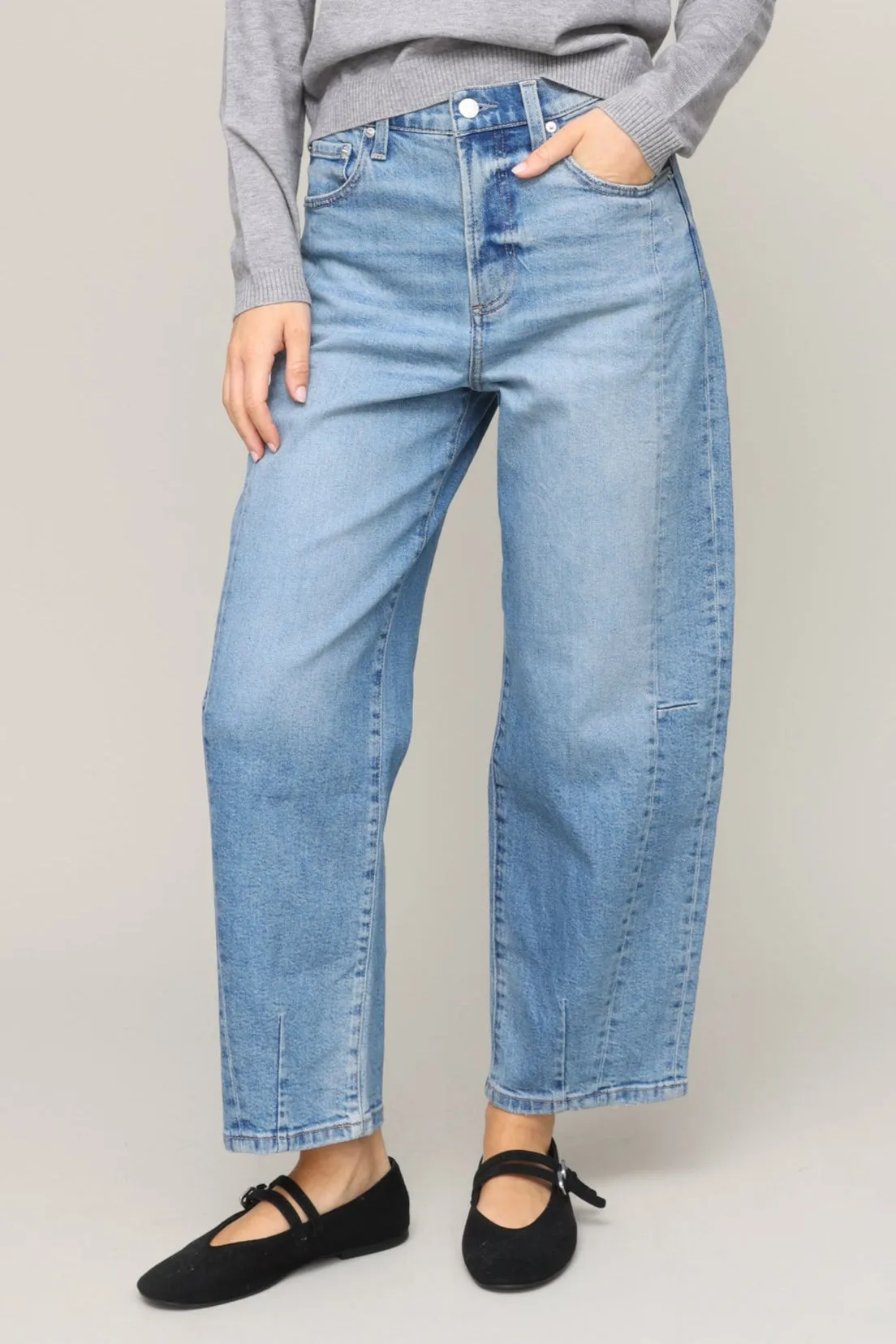 Eli High Rise Arched Leg Barrel Casual Vibes Moisture Wicking Fabric