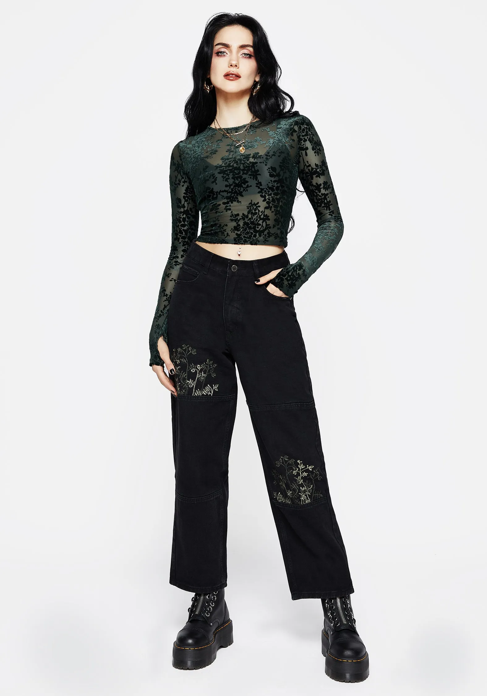 Metallic Fiber Blend Relaxed Fit Shirt Avalon Floral Flocked Velour Boat Neck Top