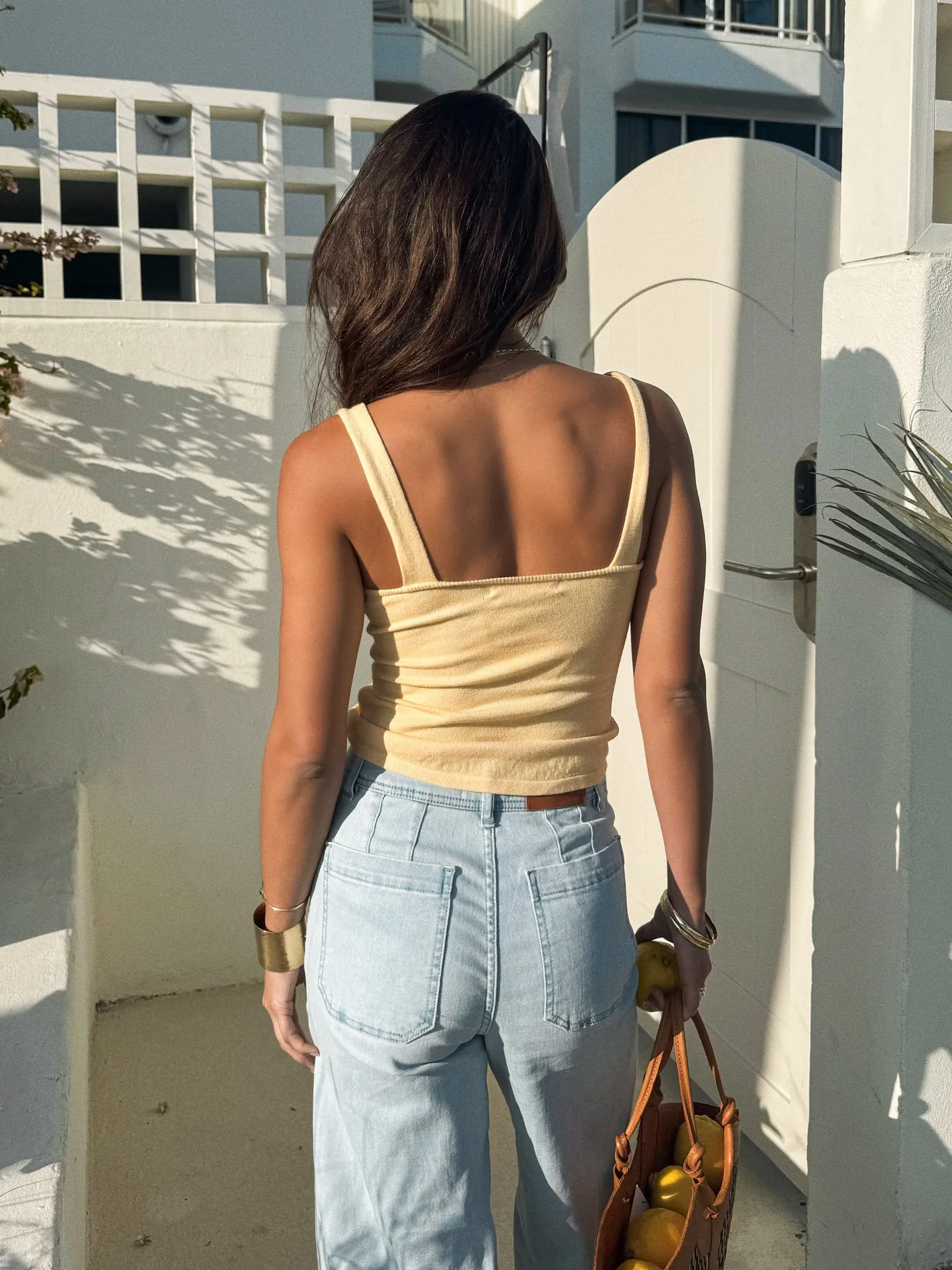 ZeroWaste Knitting Technique Under the Sun Tank in Yellow - Final Sale