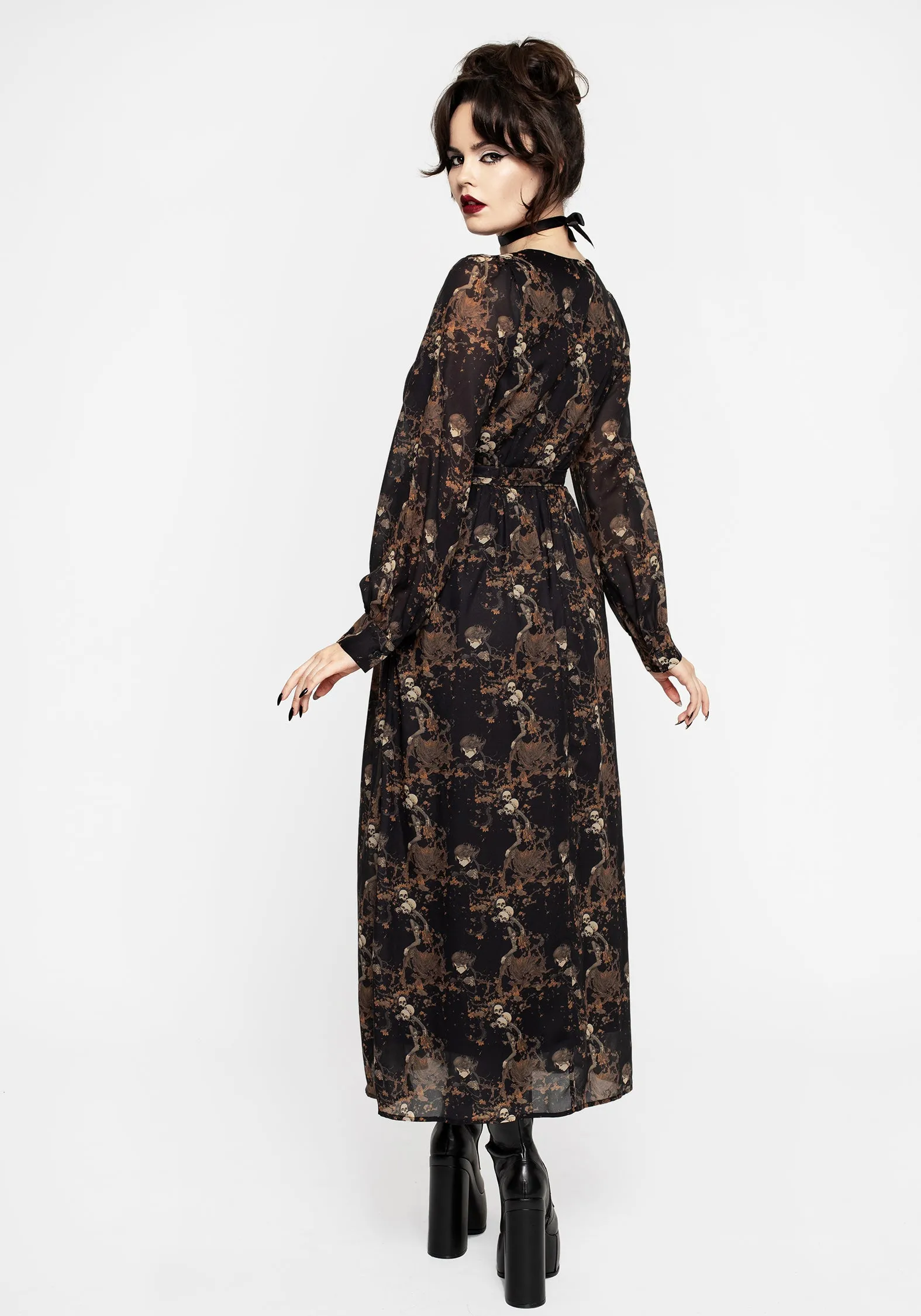 Underworld Chiffon Gathered Maxi Dress Natural Texture Vintage feel