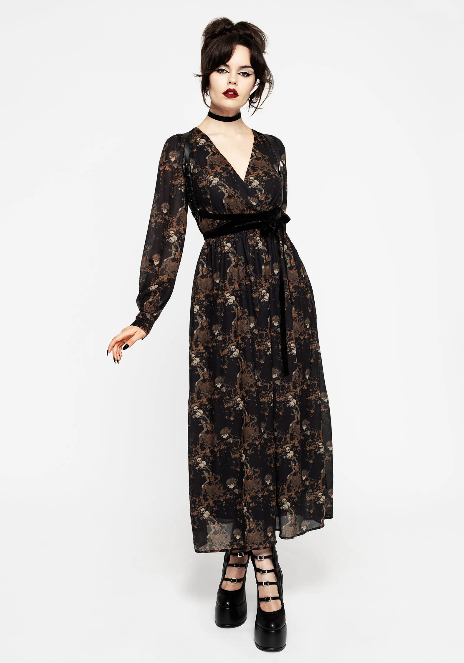 Underworld Chiffon Gathered Maxi Dress Open Back Smooth Lines