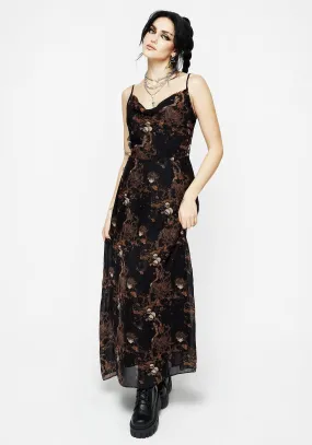 Understated Elegance Underworld Printed Chiffon Cami Maxi Dress