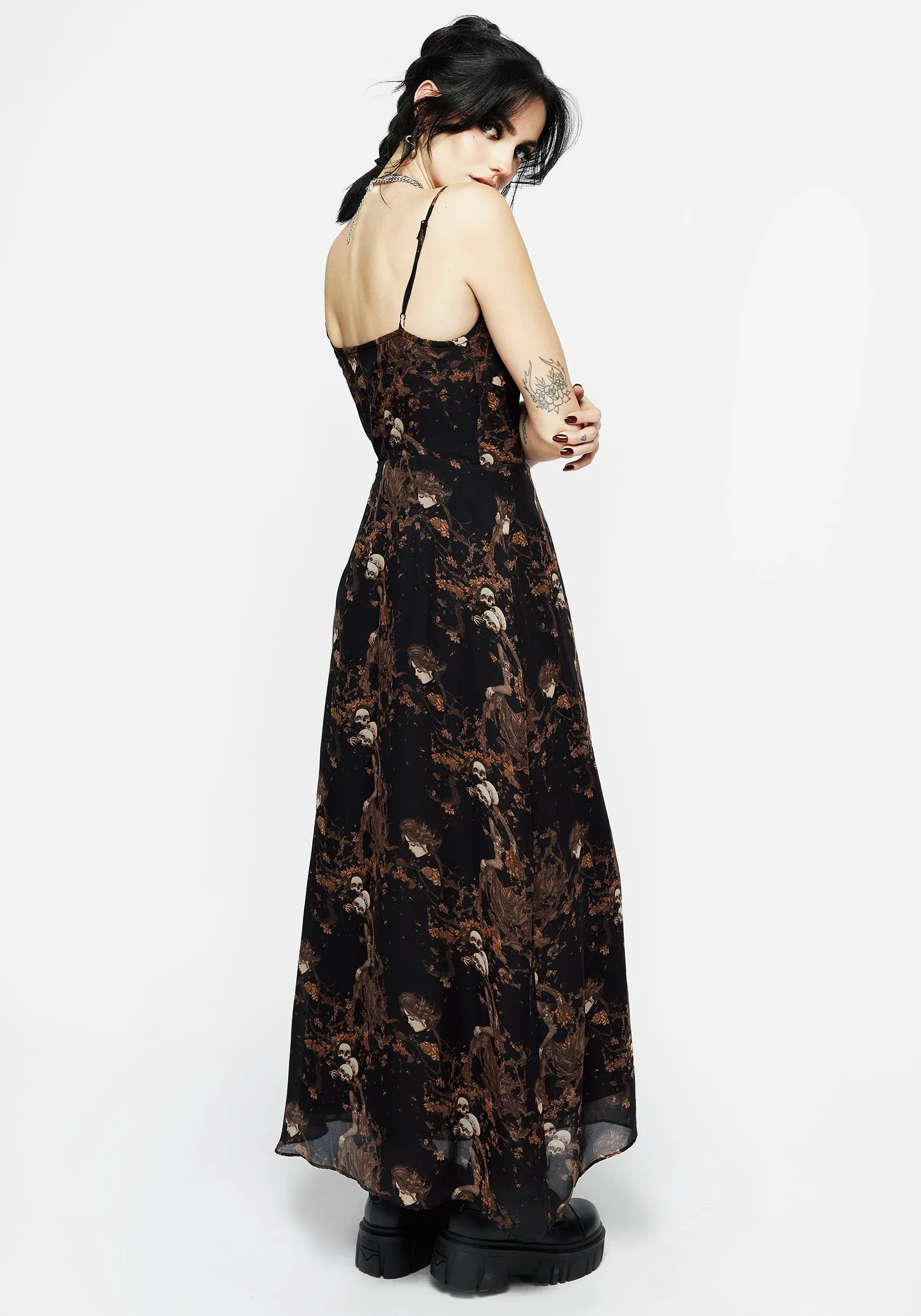 Underworld Printed Chiffon Cami Maxi Dress Modest Cut Cool Drape