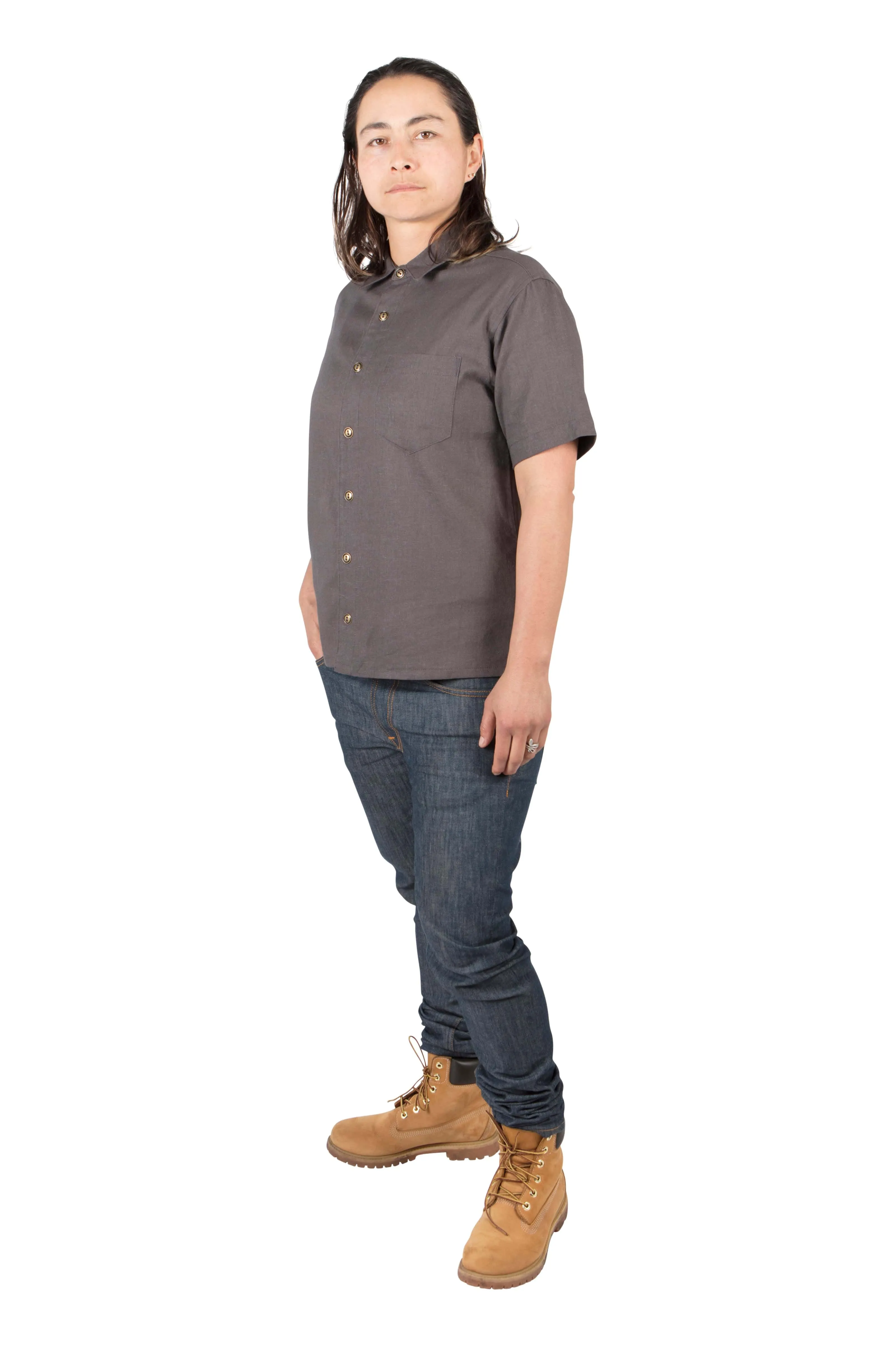 Unisex Button Up in Ash Linen Cozy Knit Style Seasonal Must-Have