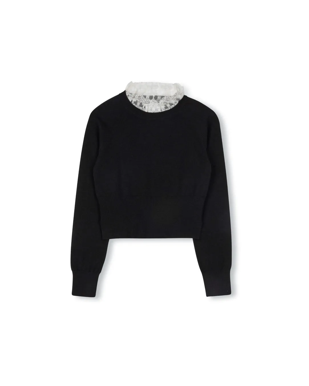 Lace Trimmed Knit Sweater Casual Vibes Easy Care Fabric