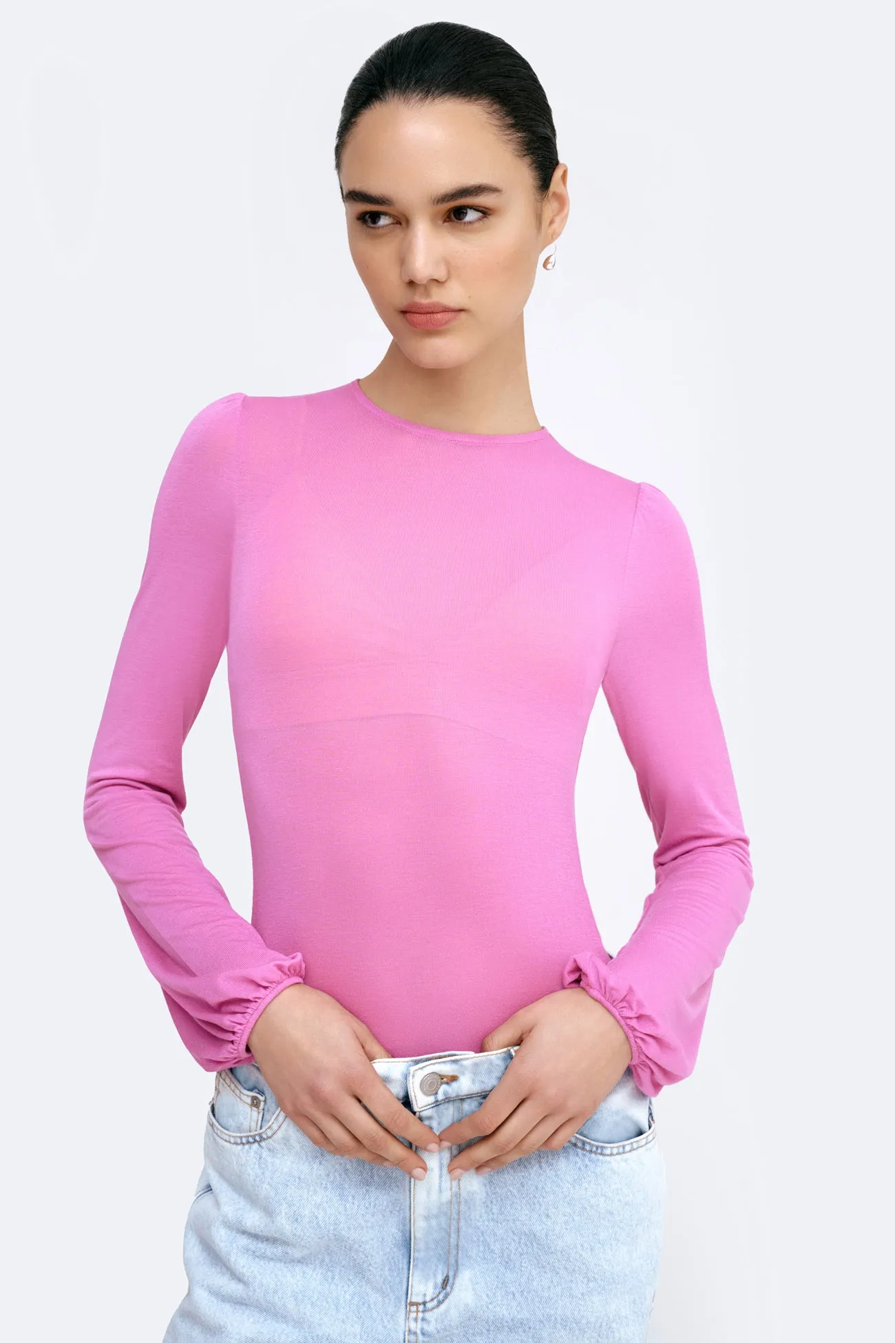 Layered Collar Casual Jacket Alex Sheer Top