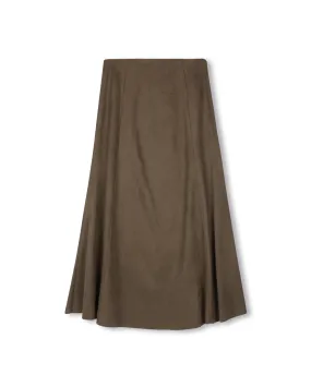 Superior Paneled Suede Maxi Skirt Simple Outfit Visual Outfit