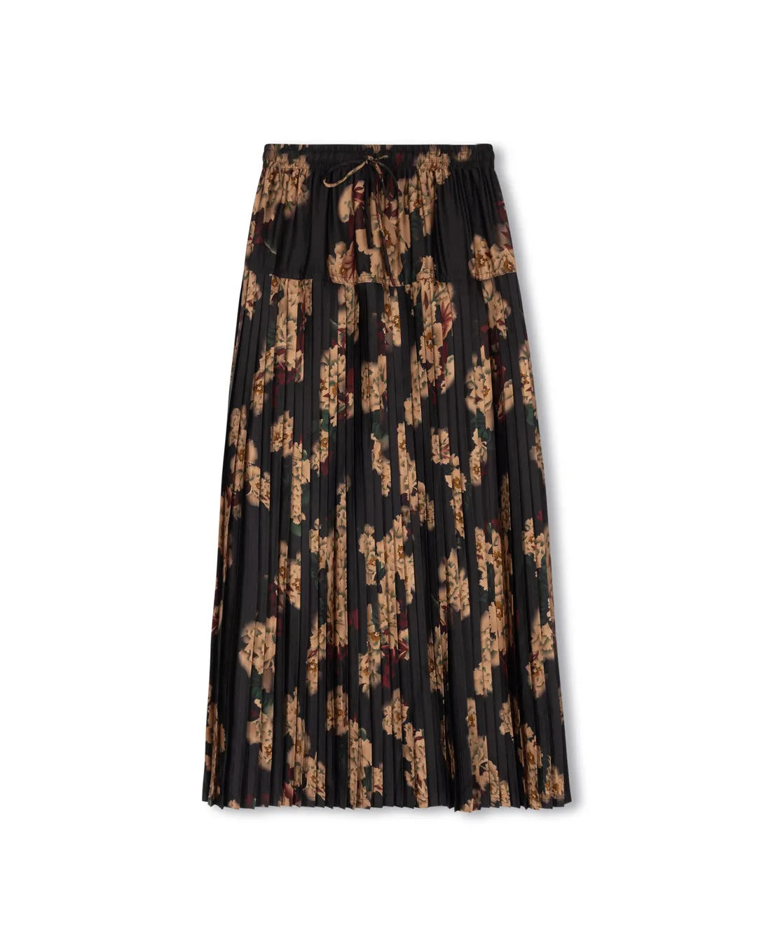 Artisan Print Elasticized Cuff Danube Silk Print Skirt