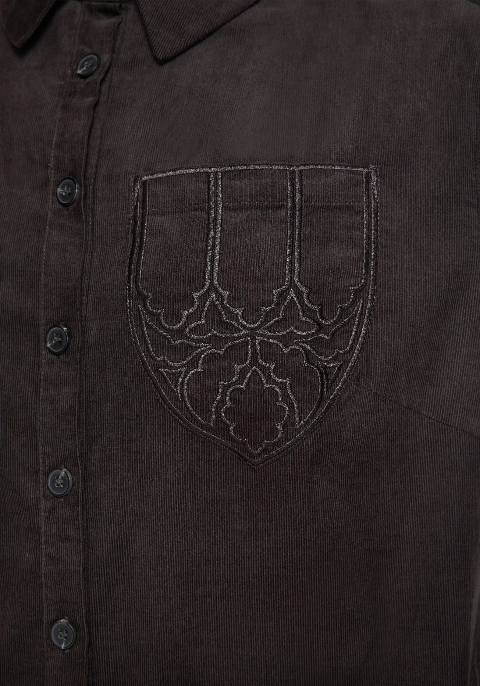 Chic Layered Wear Axis Cotton Pocket Embroidered Mini Shirt Dress