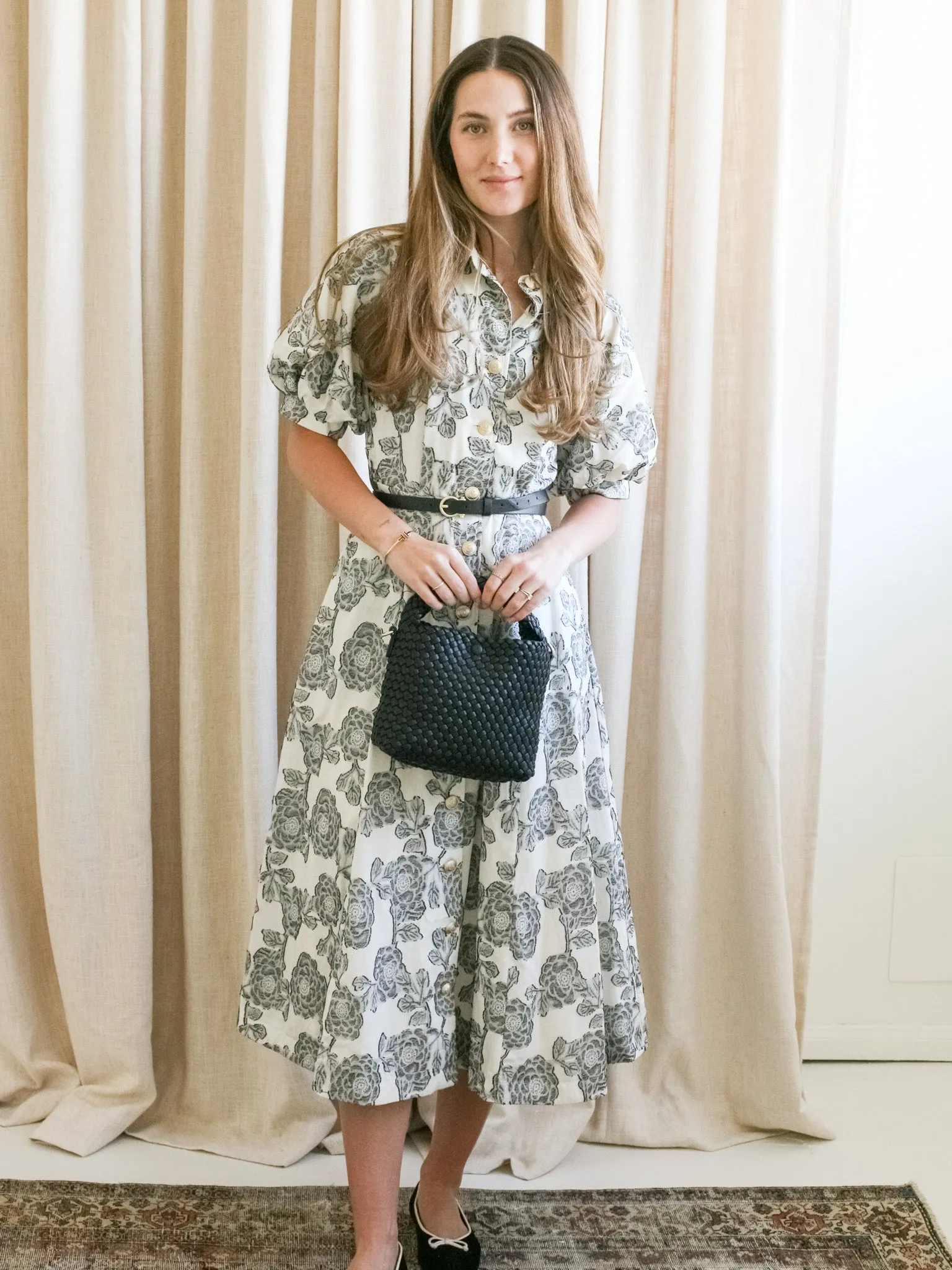 Floral Puff Sleeve Dress Stylish Wear Quick Fit