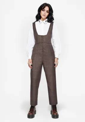 Lamya Check Tailored Straight Leg Suspender Trouser Hip Skimming
