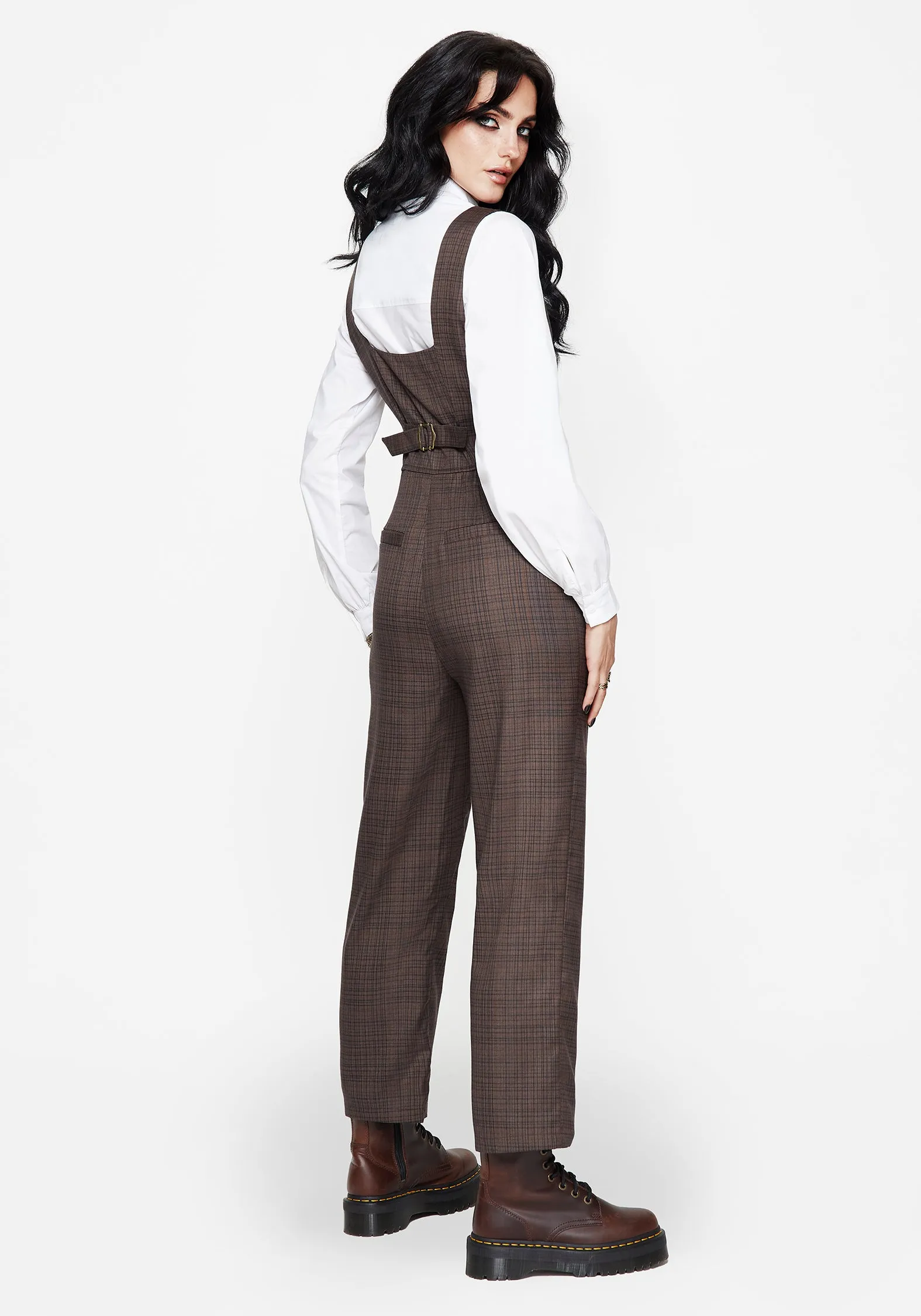 Lamya Check Tailored Straight Leg Suspender Trouser Exclusive Drop
