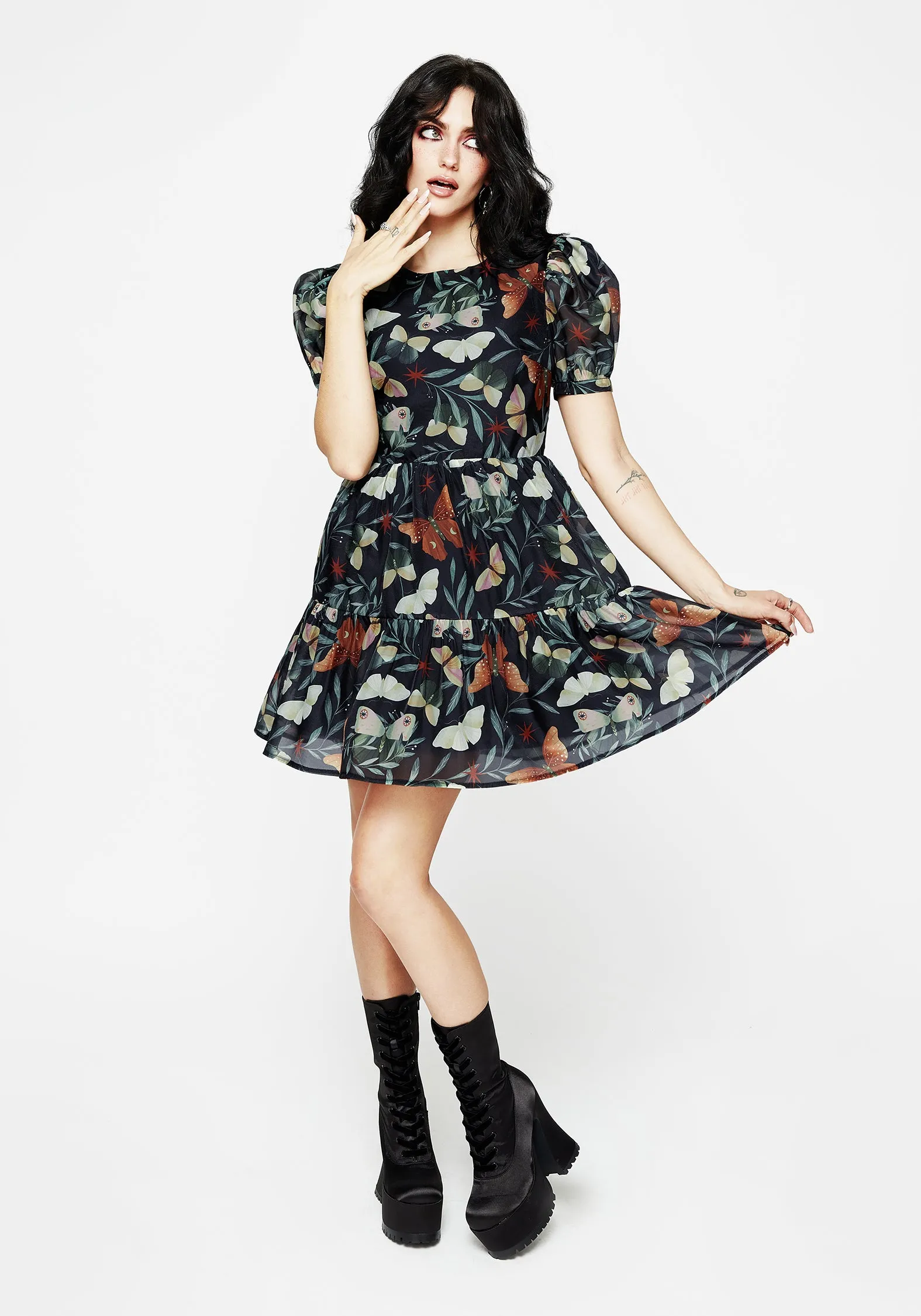 Daily Flex Mariposa Puff Sleeve Organza Mini Dress