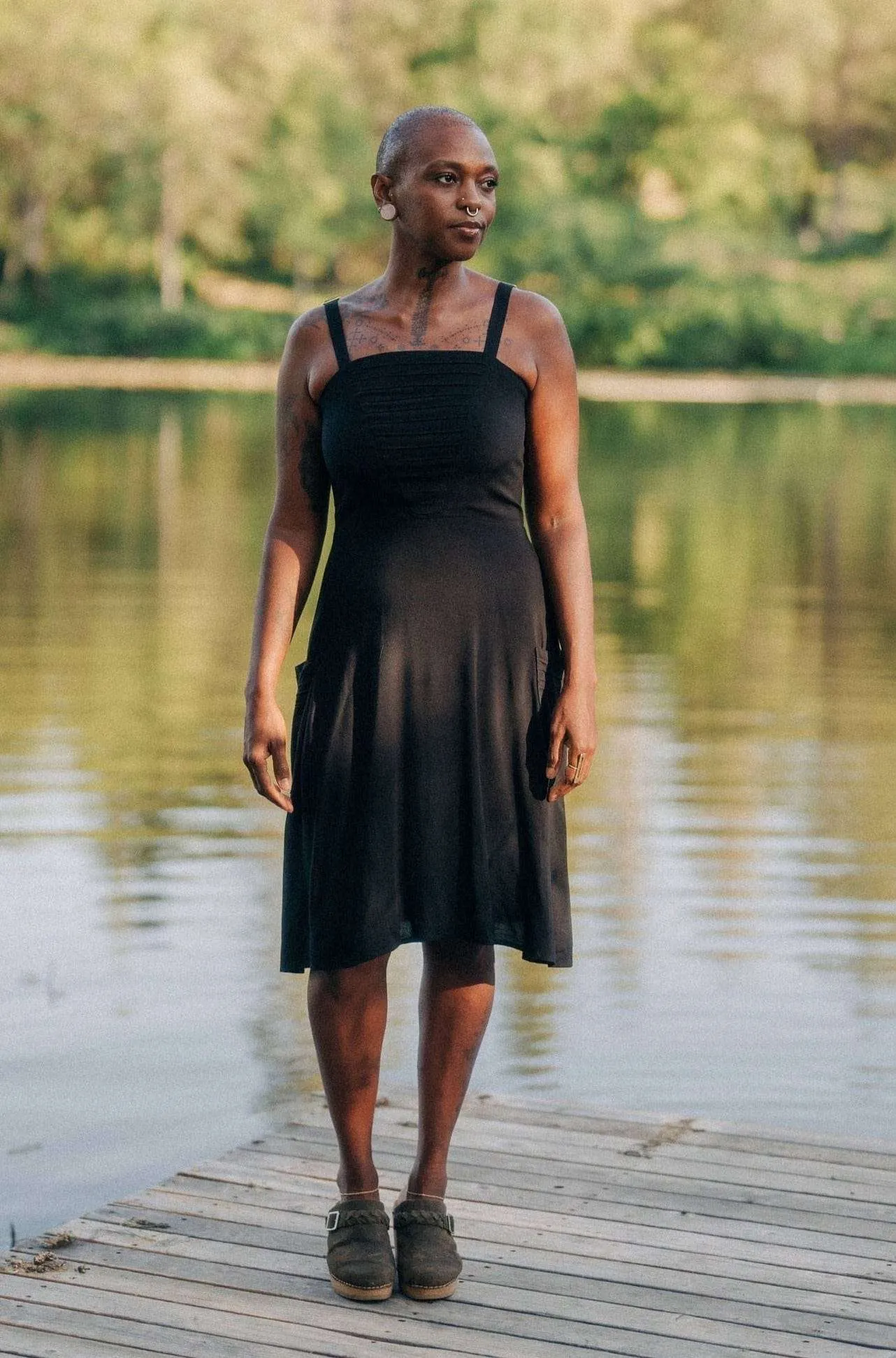 Smile Soft Uriah Dress in Black Challis