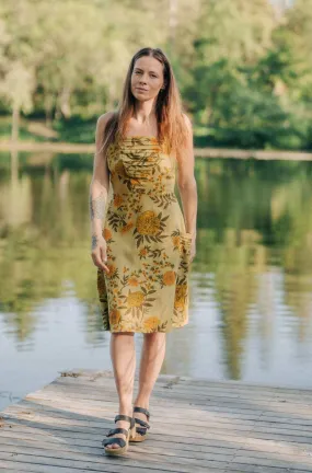 Uriah Dress in Mustard Marigold Linen Lace Detail