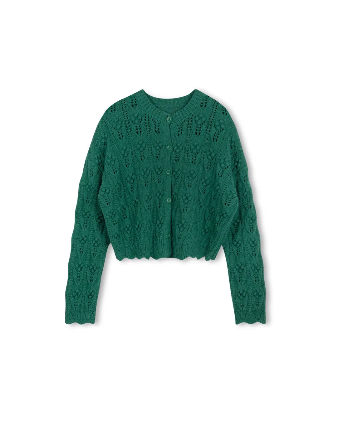 V-Neck Bubble Flower Cardigan Simple Cozy