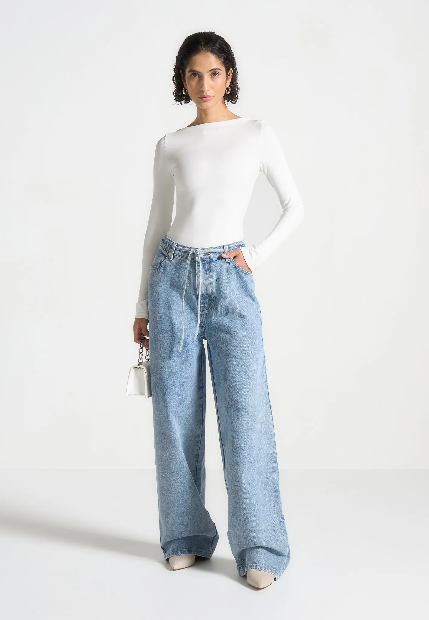 Simple Wear ??va - Boat Neck Bodysuit - White