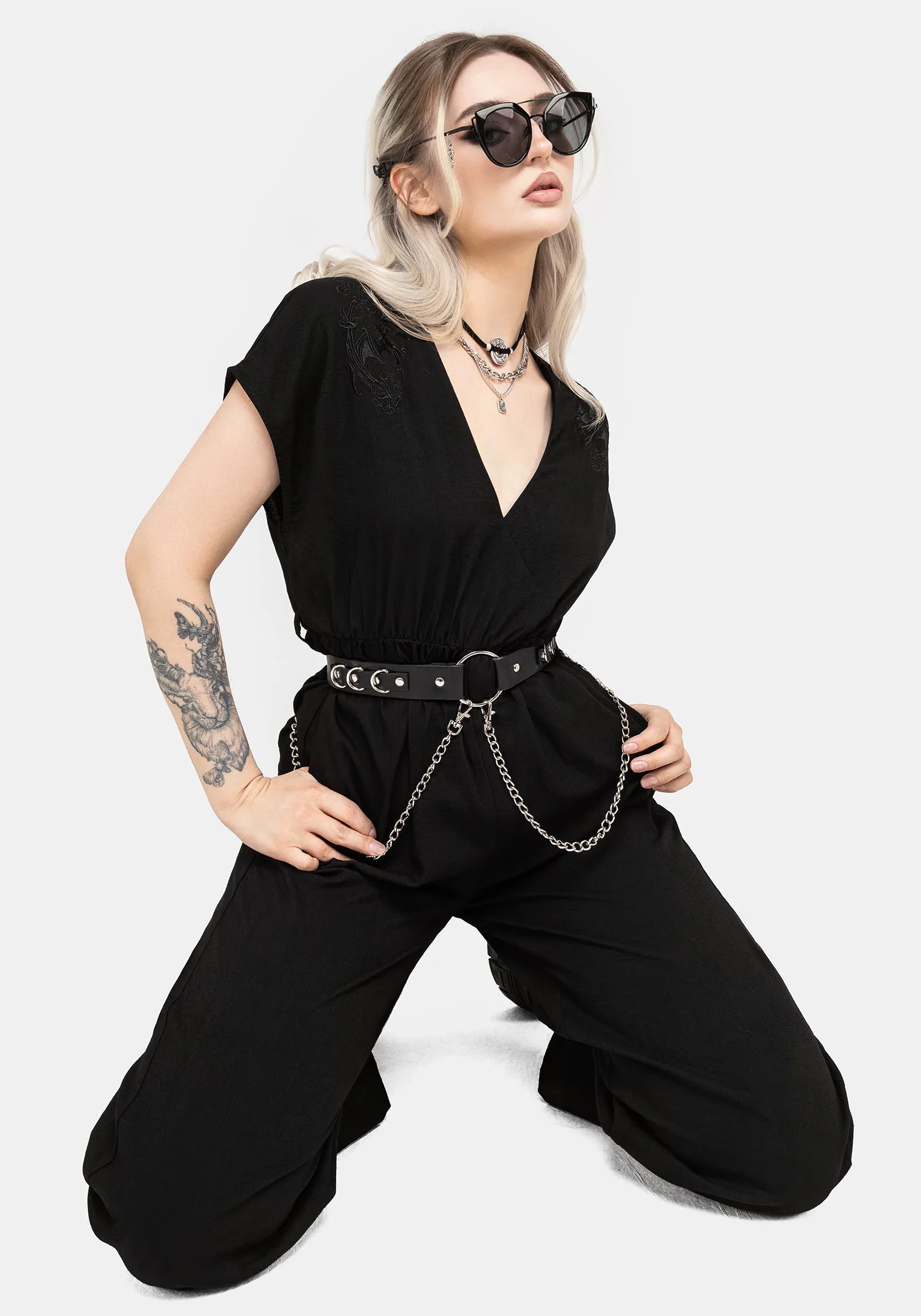 Vampyrum Embroidered Jumpsuit Travel Vibes