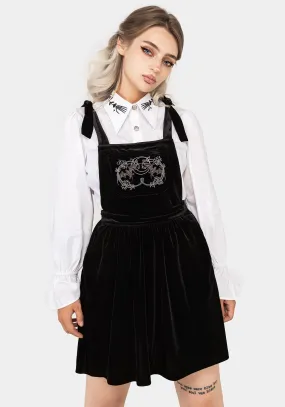 Glow Edge Leg Show Vampyrum Bat Embroidered Mini Pinafore Dress