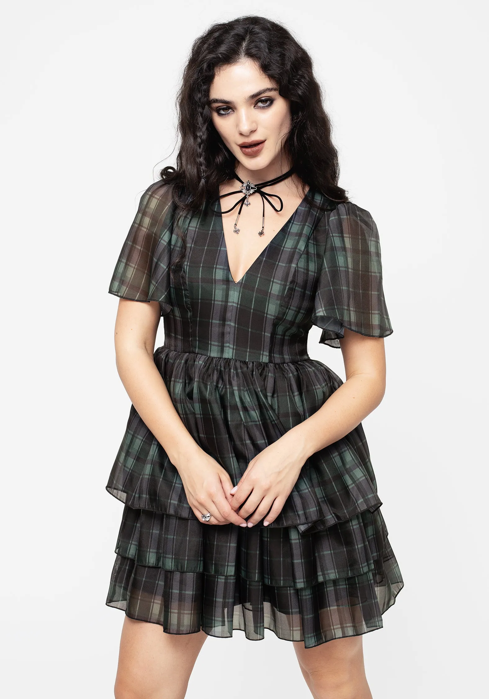 Checkmate Layered Organza Mini Dress Soft Weave