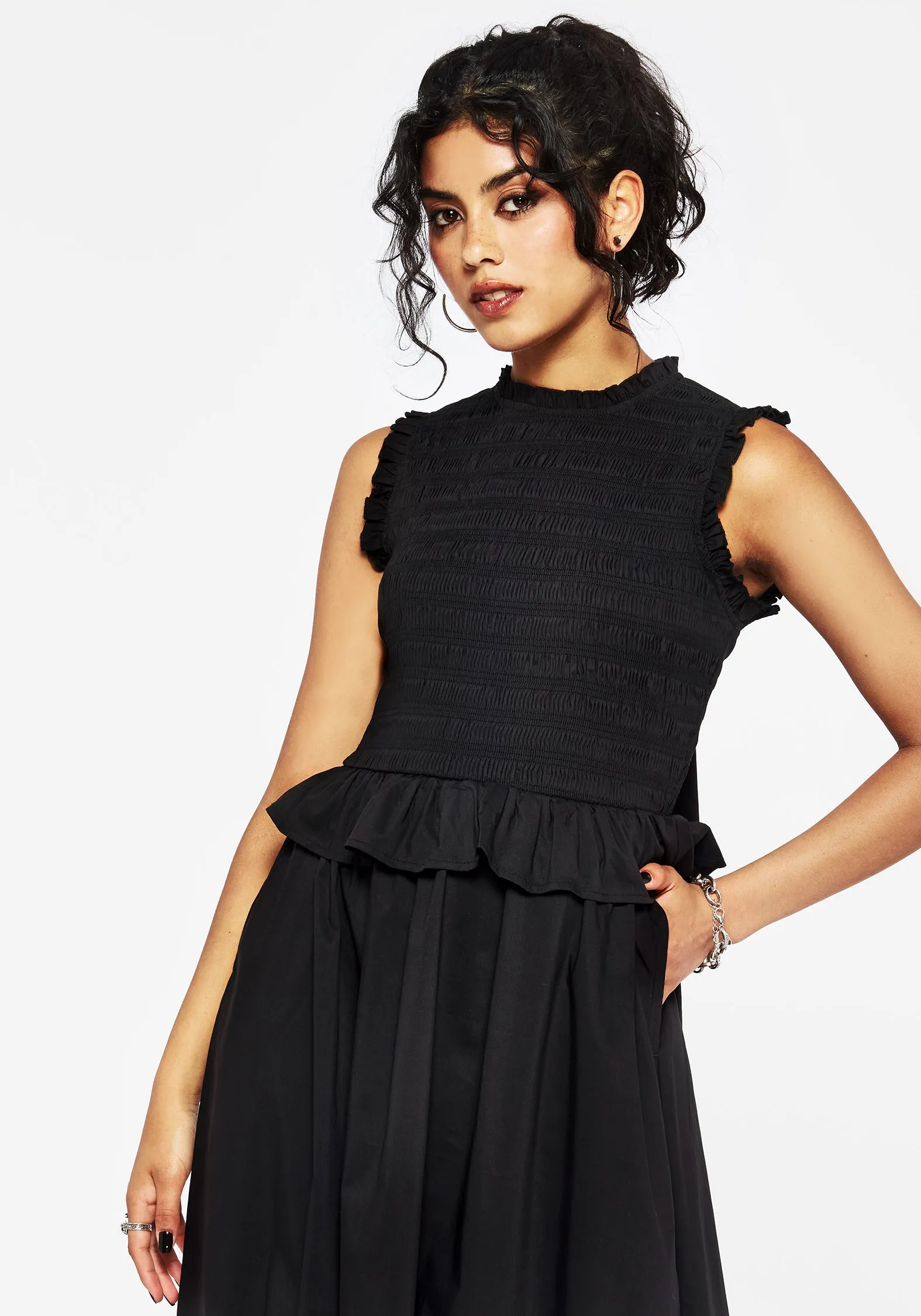 Slim-fit Event Perfect Veronica Cotton Smocked Bodice Bow Detail Midi Dress