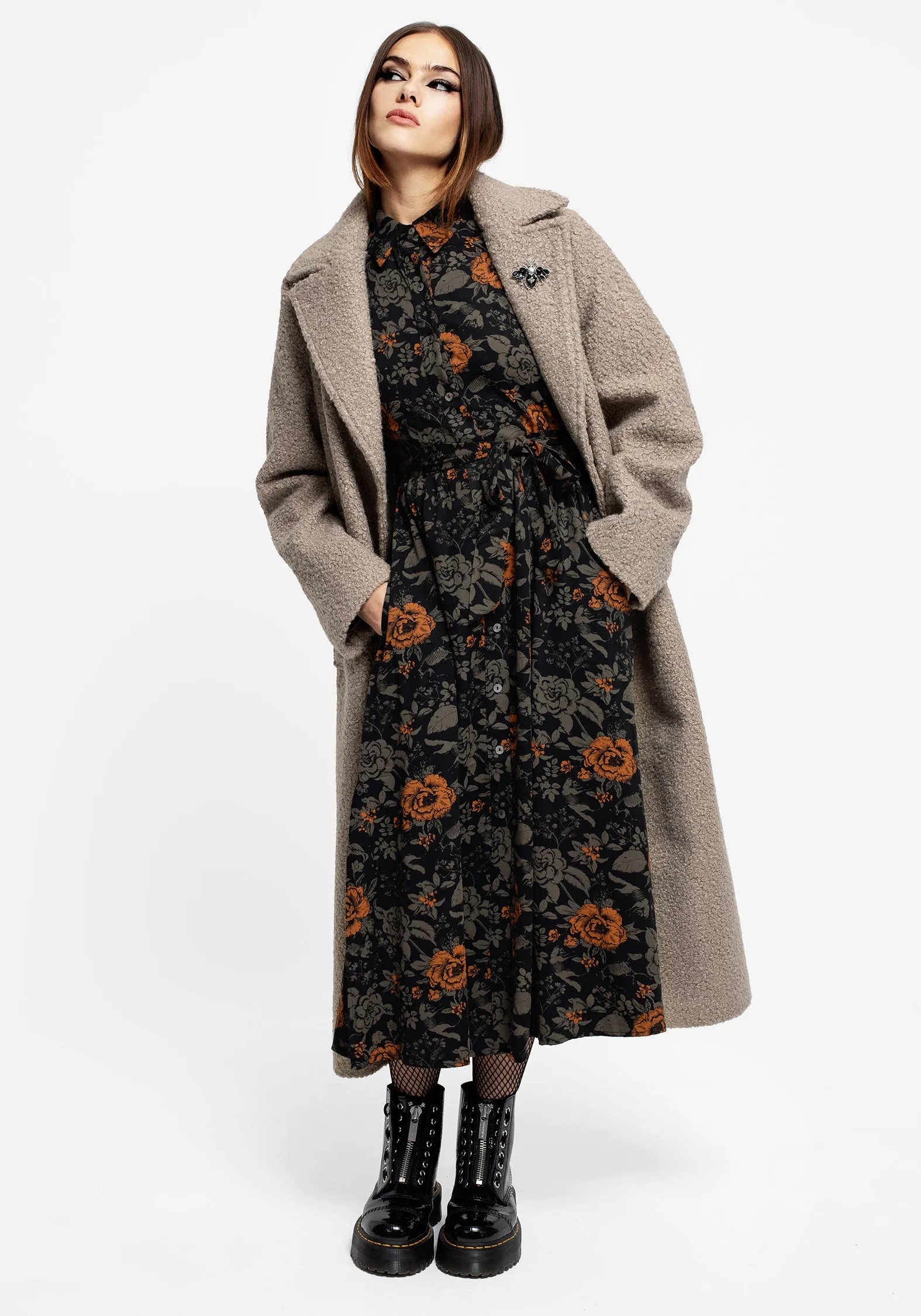 Mortify Floral Print Midi Shirt Dress Lightweight-Comfort
