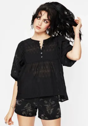 Evangeline Button Up Peplum Blouse Top LaserCutVents