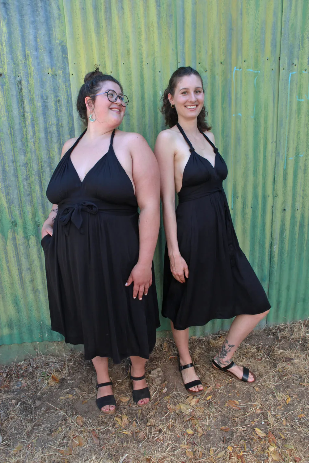 Monroe Dress in Black Sateen Event Mood Office Friendly