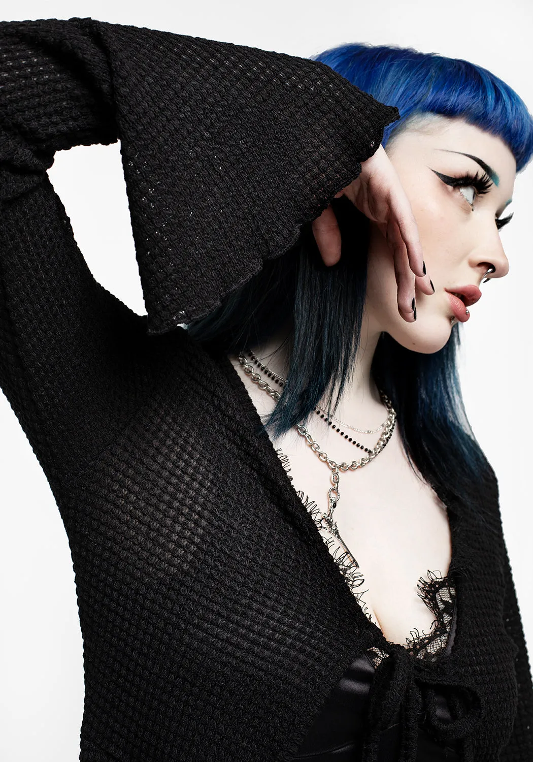 Daily Style Xana Textured Tie Front Long Cardigan