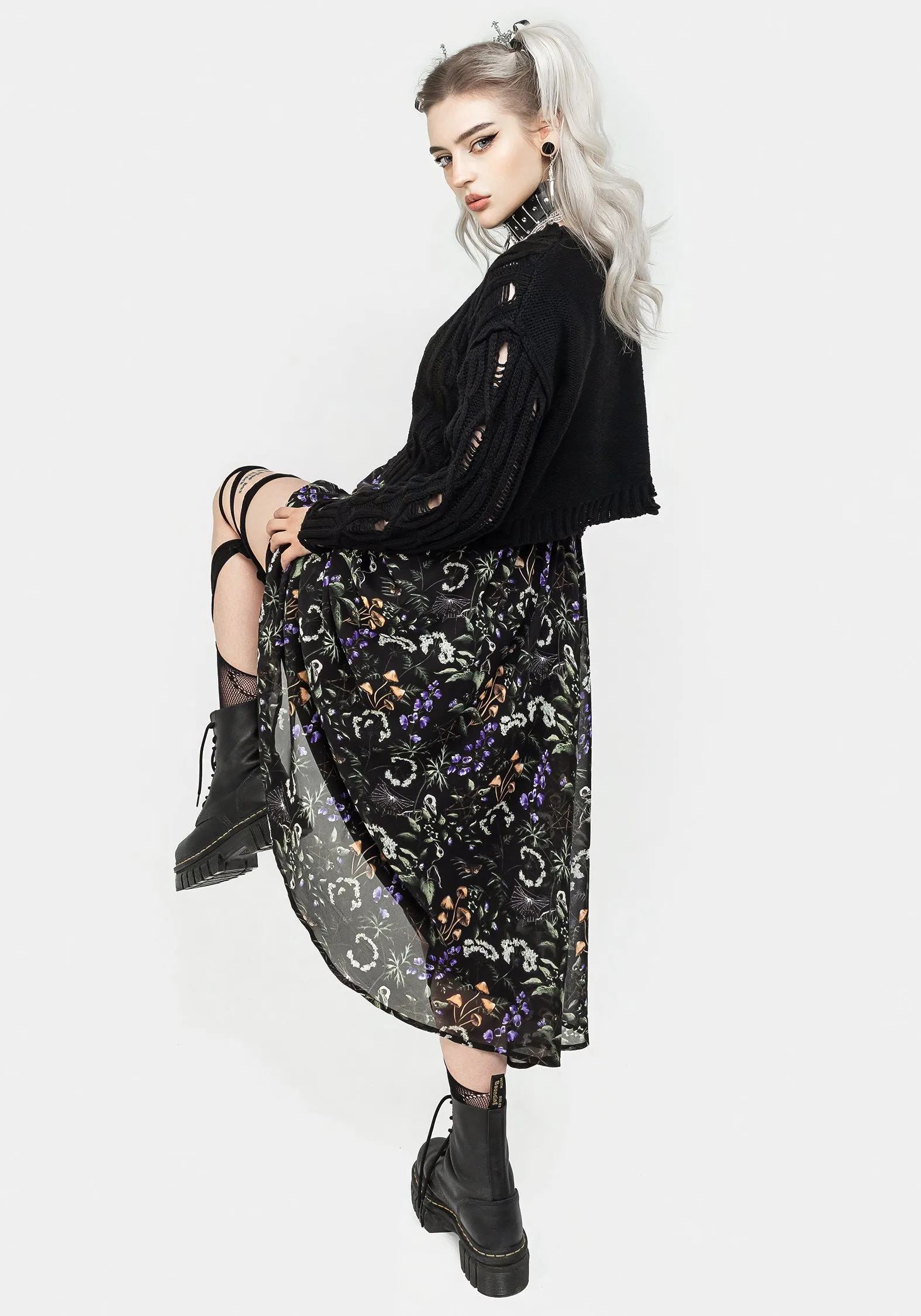 Pocket Design Light Mood Vesna Chiffon Midi Skirt