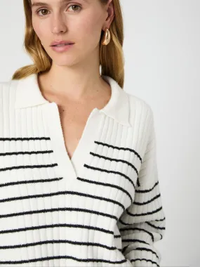 Machine Washable Design Vhari Collar Longsleeve Stripe Sweater