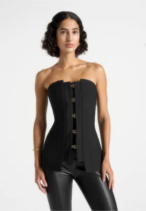 Viviane - Clasp Detail Bandeau Top - Black Preppy UltraLightweight