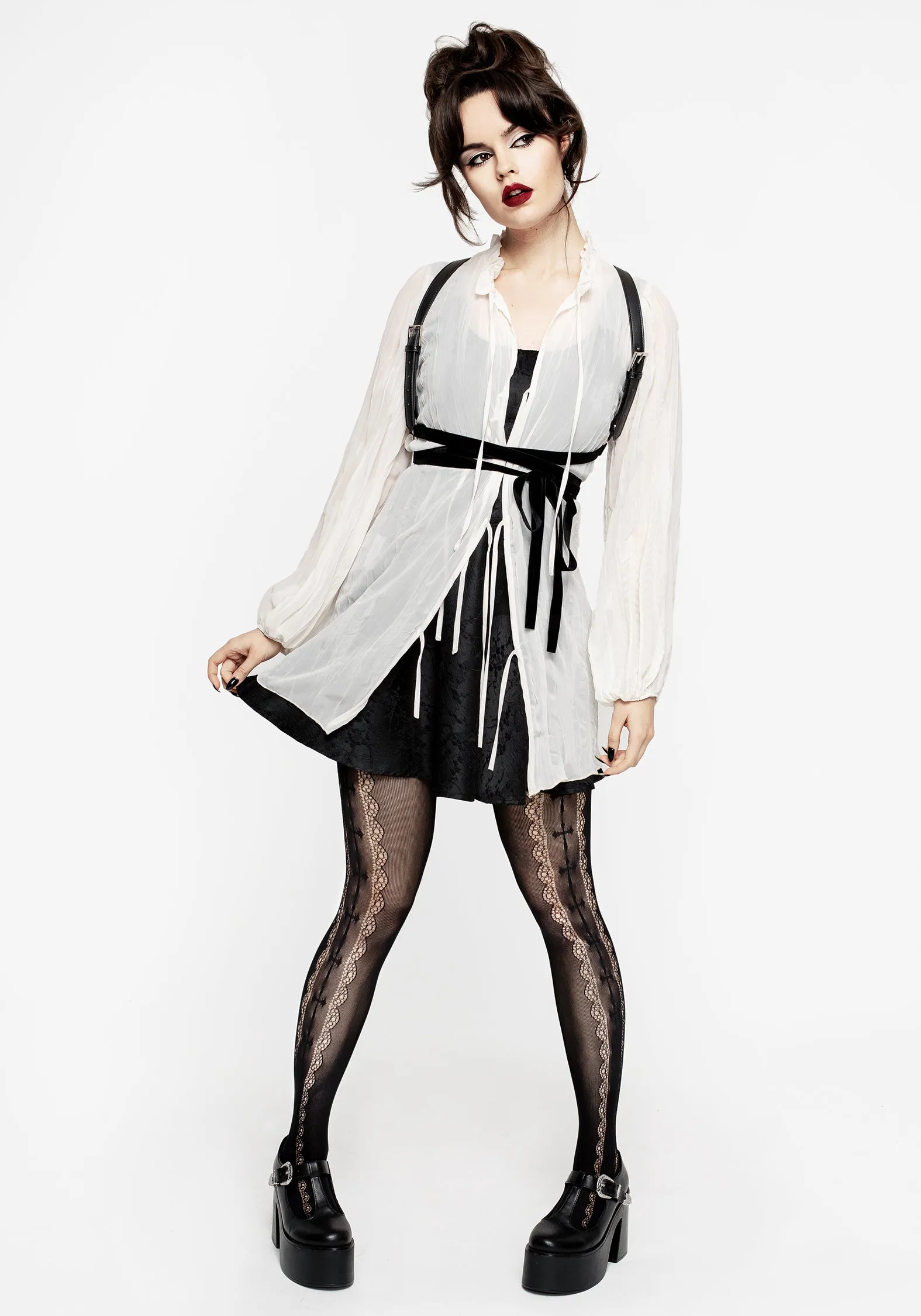 Villain Textured Blouse - White Garment Washed Softness Erasable Surface Coating