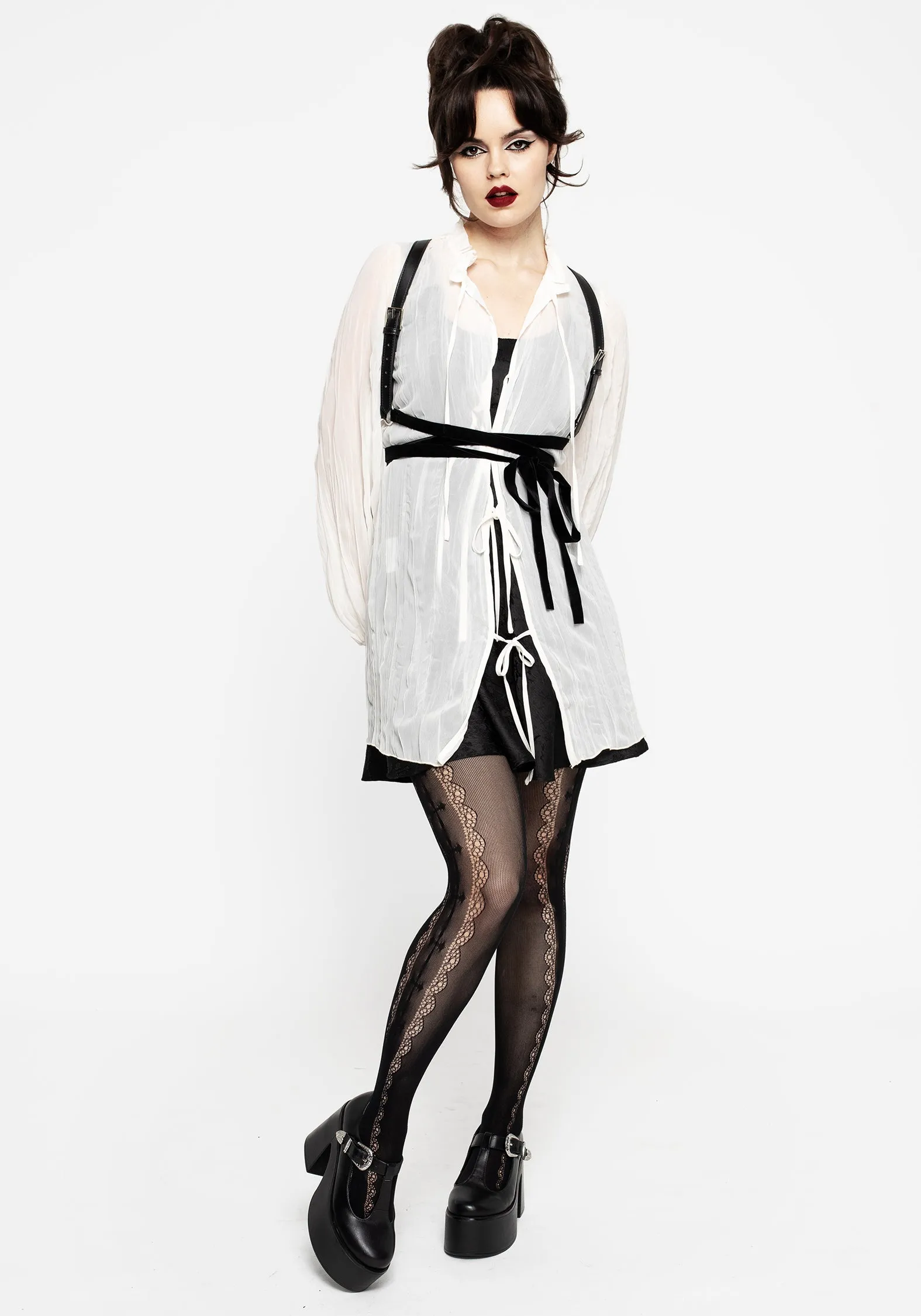 Villain Textured Blouse - White Multi Panel Cut Multi Directional Mobility