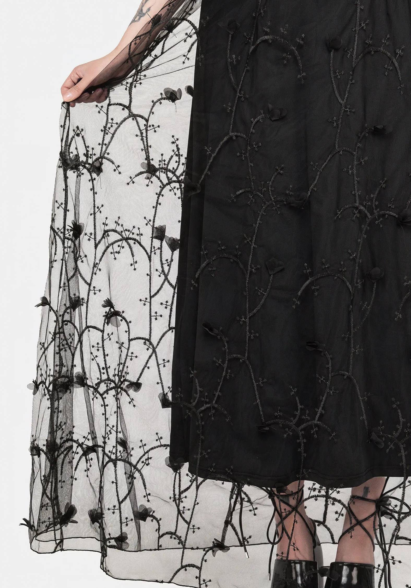 Vine Embroidered Gown NoiseFreeFabric Statement Piece