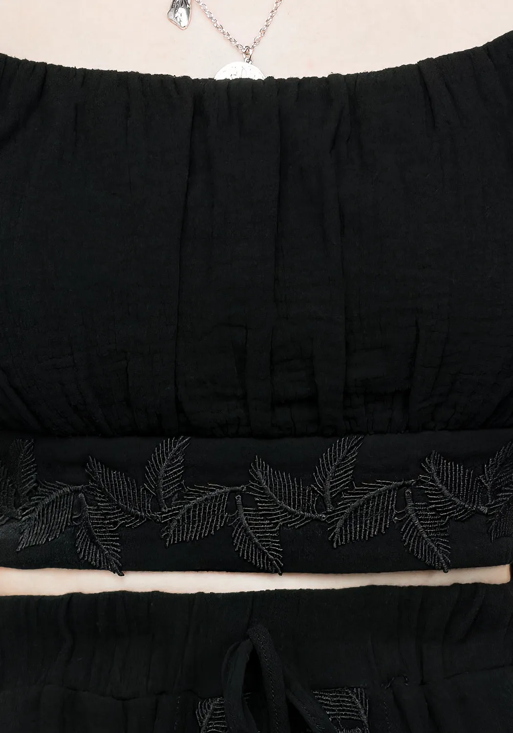 Vine Textured Crop Top RibbedTexture Odor Resistant Treatment