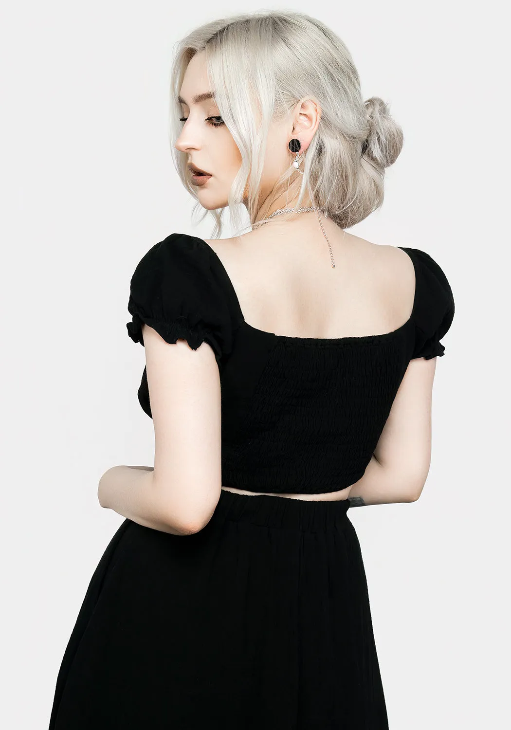 Vine Textured Crop Top Tailored Silhouette Hidden Ventilation Zones