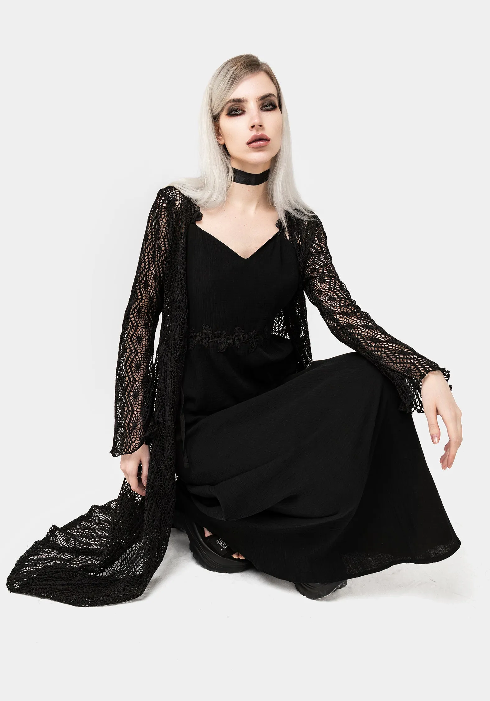 Vine V-Neck Maxi Dress Gradient Shade Skin Glow