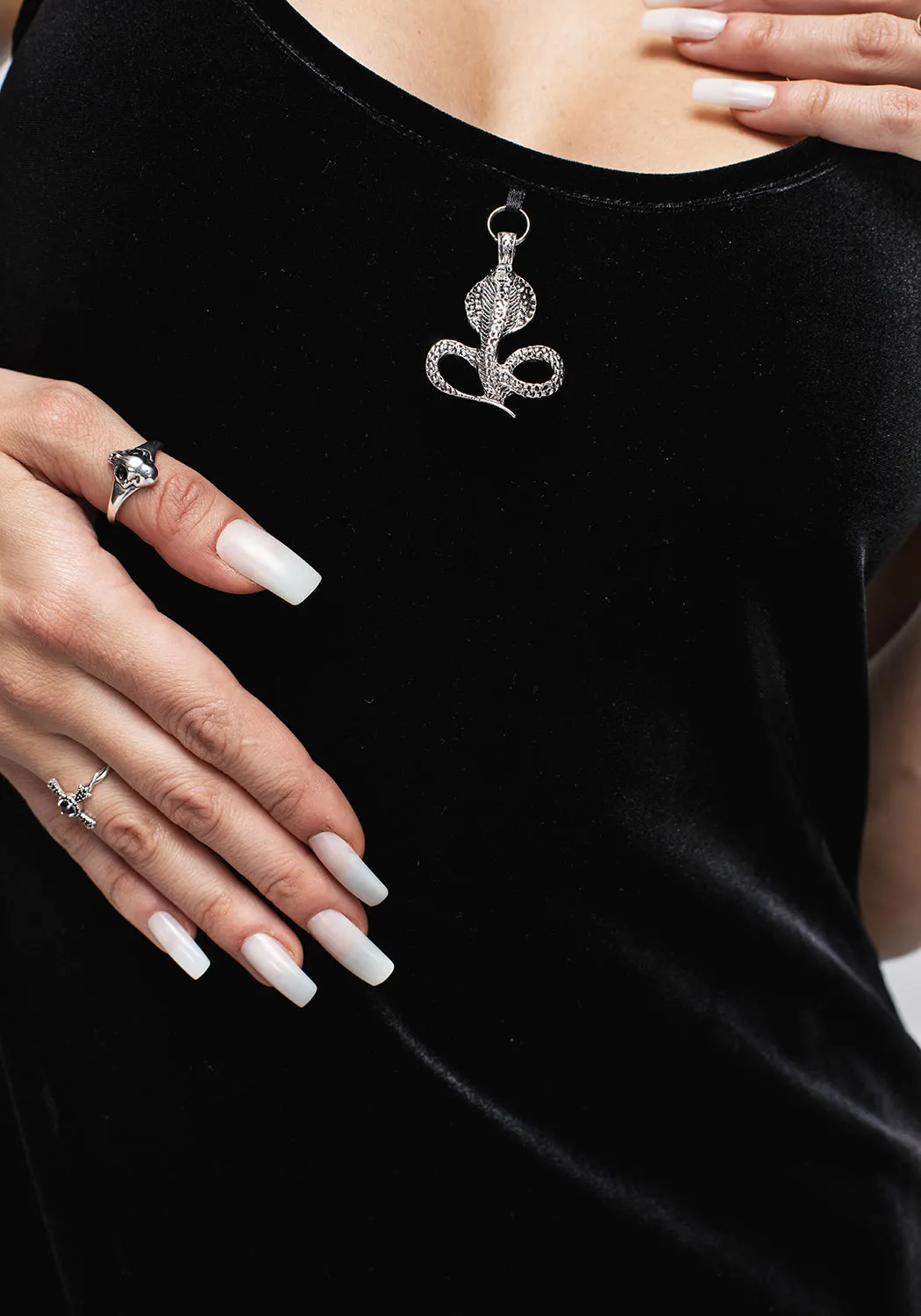 Sleek Form Fitted Base Vipera Gown - Midnight Black