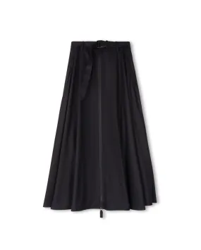 Flared hem Machine wash safe Wool Zipper Buckle Down Skirt