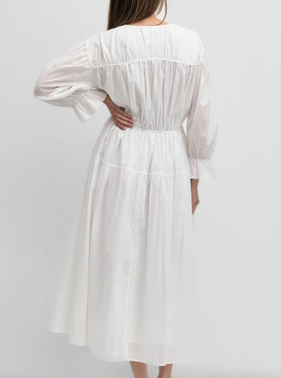 Vivian Dress - White Chill Lines