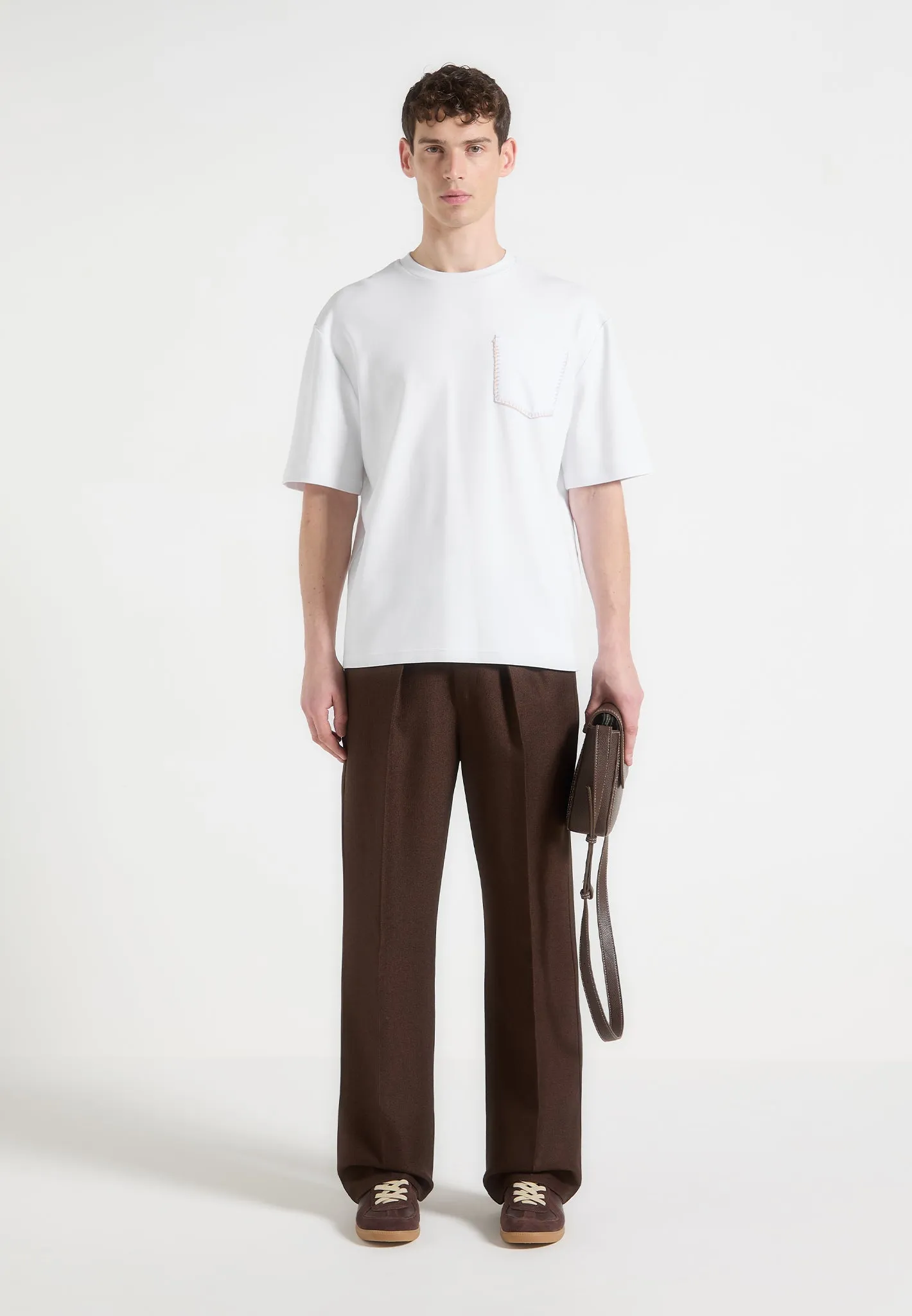 Whipstitch Pocket T-Shirt - White Minimalist Closure Regular Fit