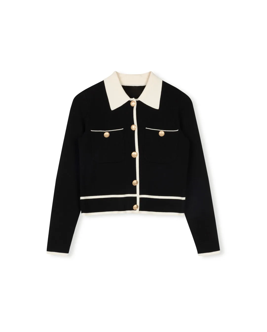 Casual Style Ribbed Hem Detailing Kaye - Crocheted Collar Sweater