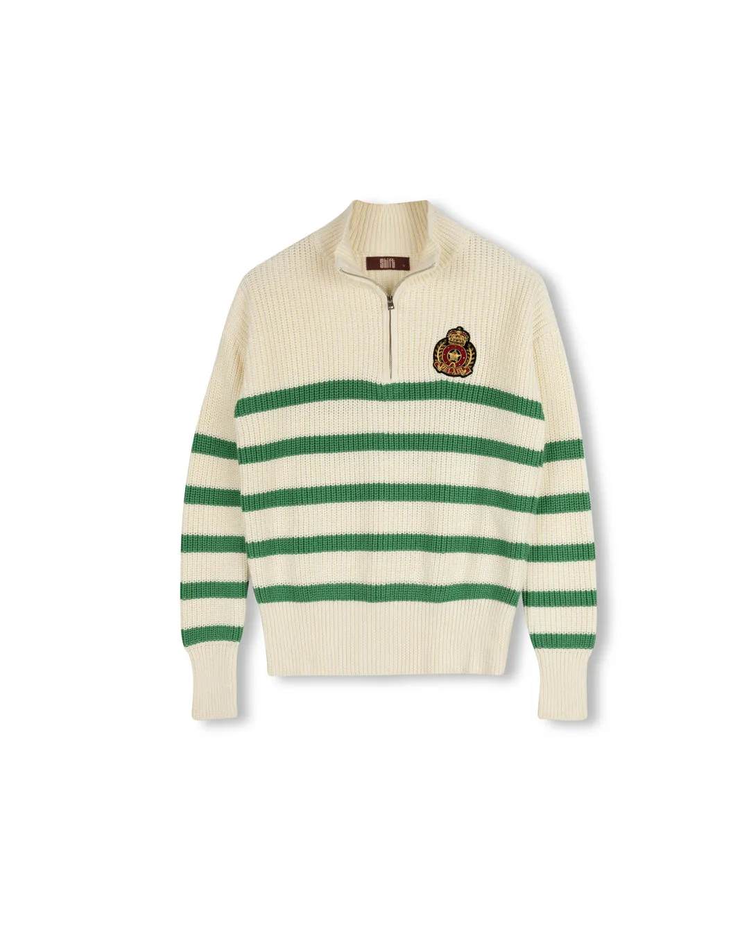 Moisture Wicking Knit Simple Knitwear Stripe Quarter Zip Sweater