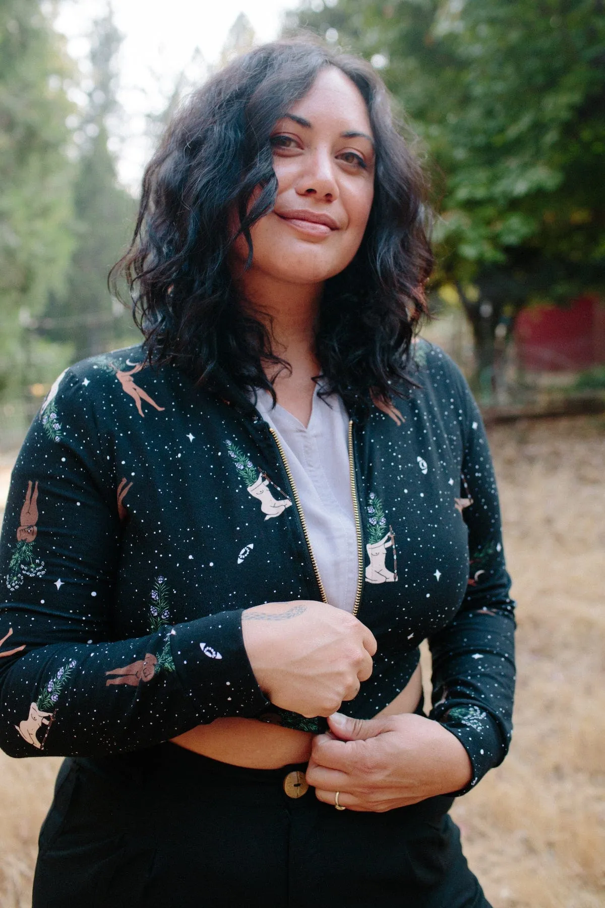 Non Restrictive Cut Cropped Hoodie In Protection Spell