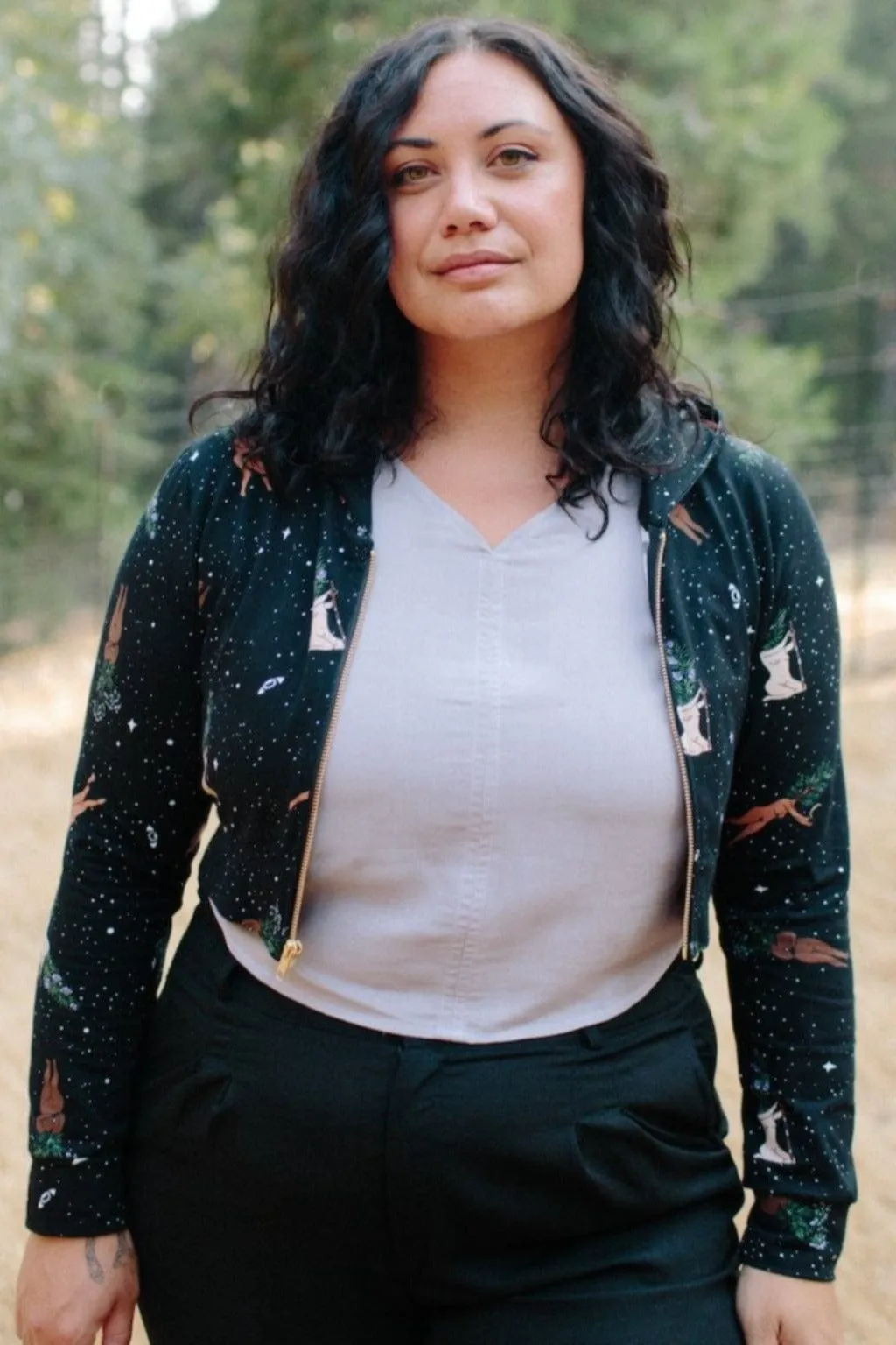 Cropped Hoodie In Protection Spell Knit Layers Winter Layering Look